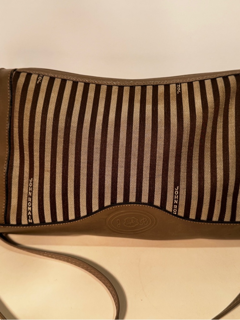 Vintage 90s Y2K Crossbody John Romain purse Brown Striped Shoulder Bag